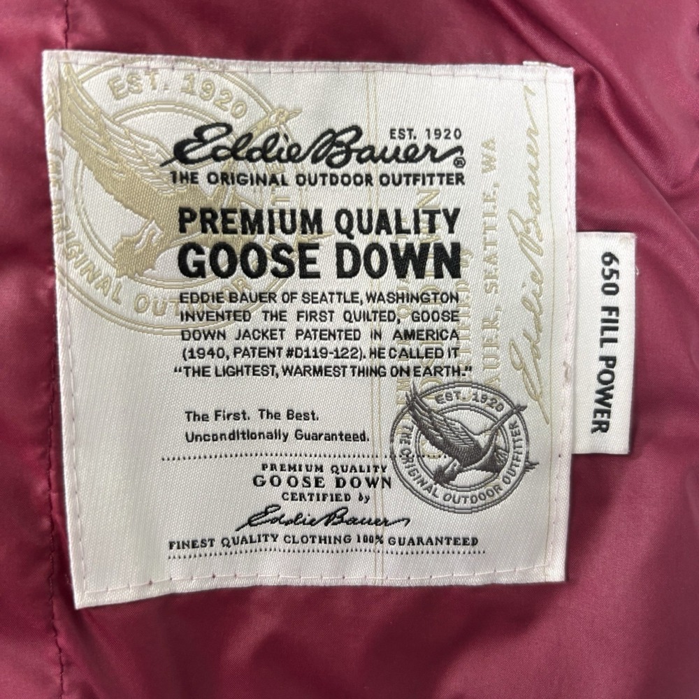 Eddie Bauer Quilted Goose Down Jacket Womens L Maroon EB 650 Puffer Classic‎ - Picture 6 of 11